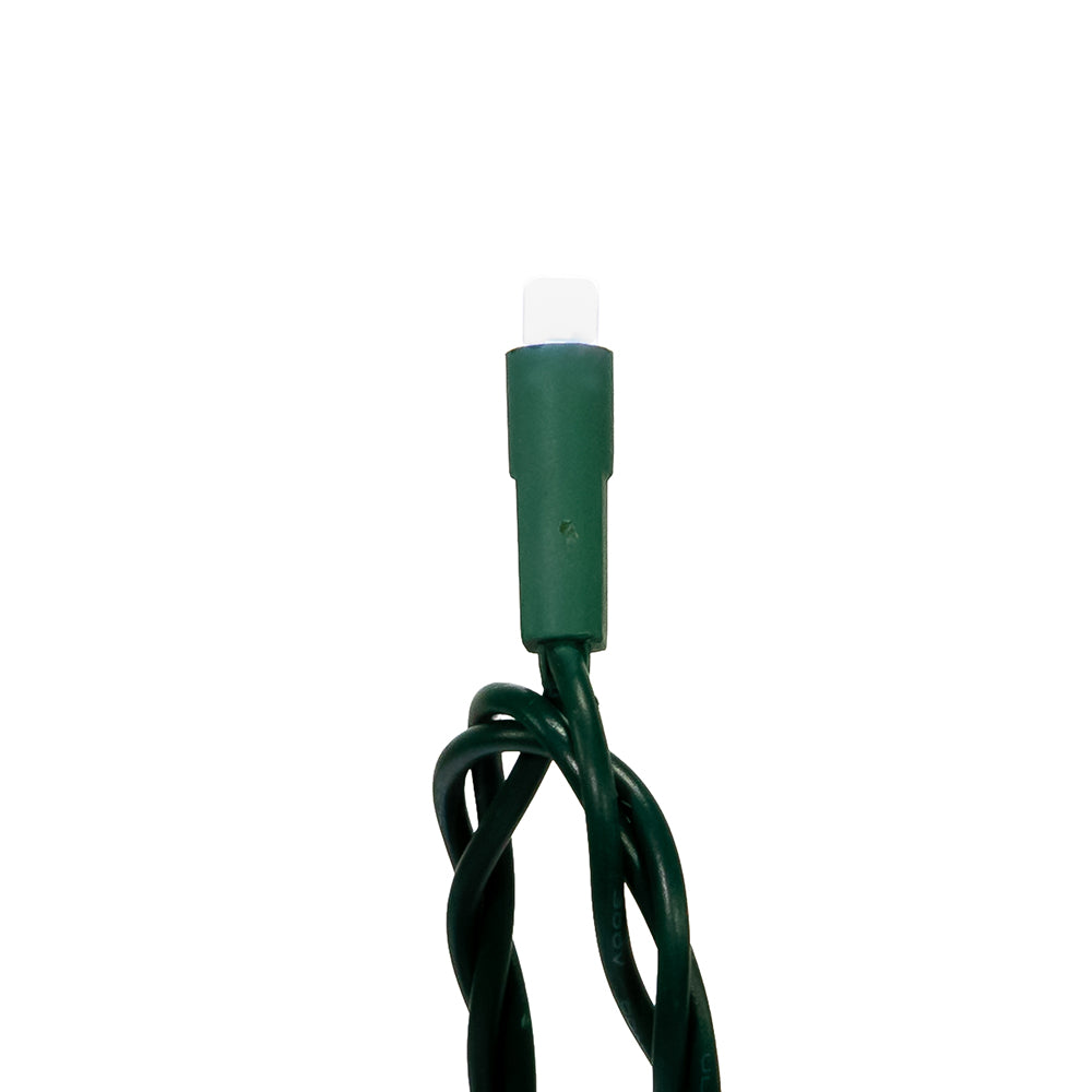 Juego de 50 luces LED de 5 mm con cable verde, blanco frío, esmerilado y centelleante