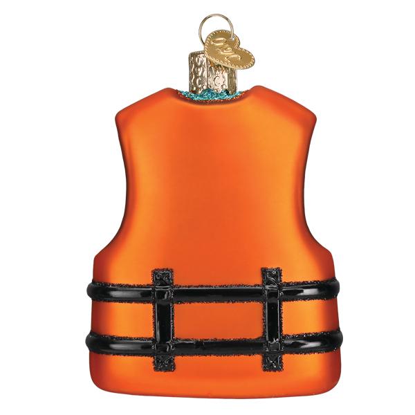 Adorno de cristal con forma de chaleco salvavidas