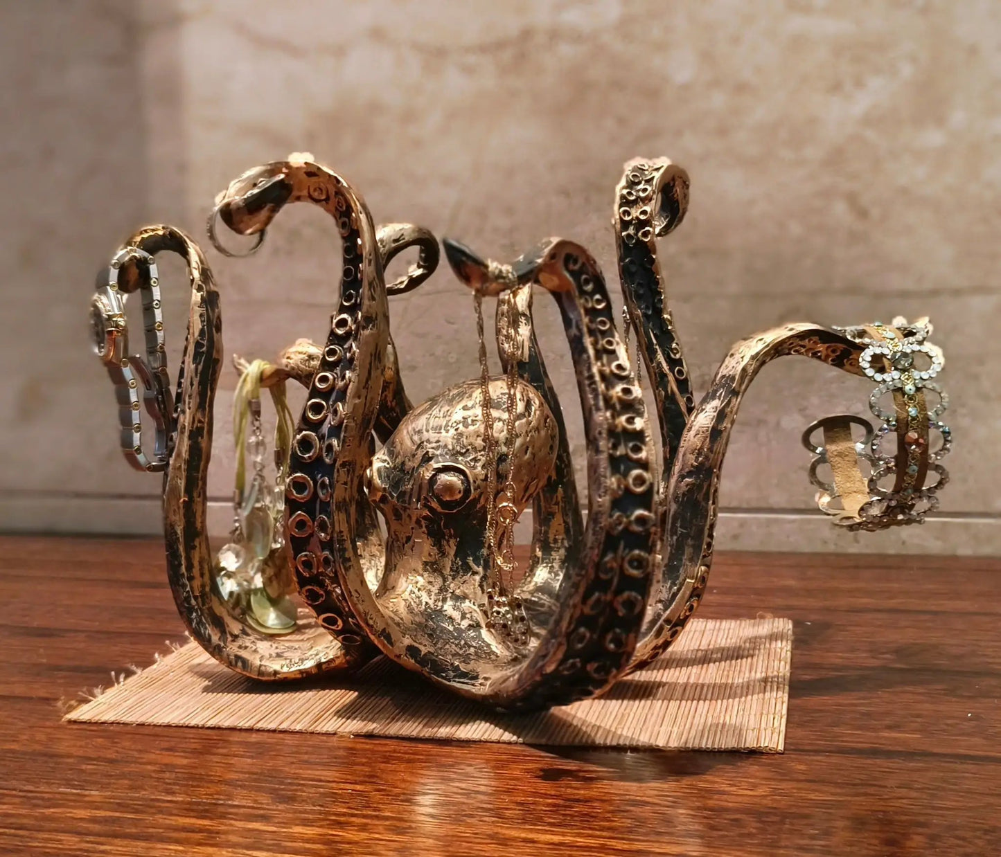Octopus mug holder stand in metallic copper finish holds 8 mugs by Moktan Sabai on Tampa Home & Garden Store
