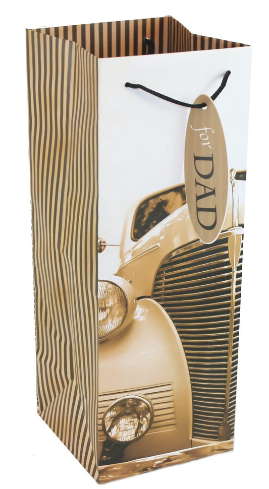 Dad Classic Car Bottle Gift Bag Beige by The Country Christmas Loft Gift Bags on Tampa Home & Garden Store