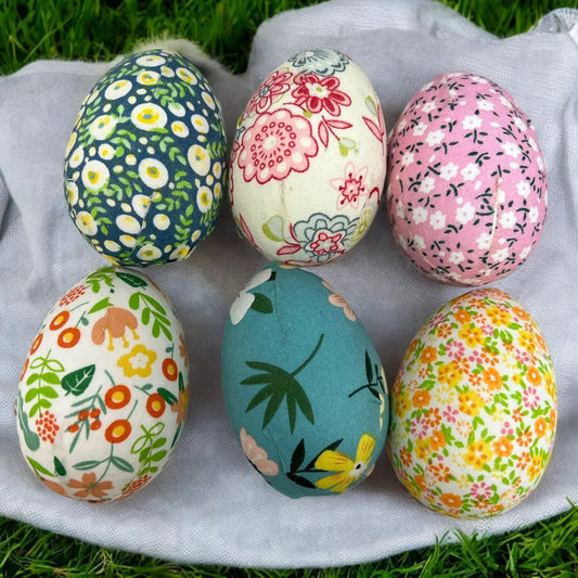 Spring fabric covered eggs set of 6 in assorted floral prints by The Country Christmas Loft on Tampa Home & Garden Store
