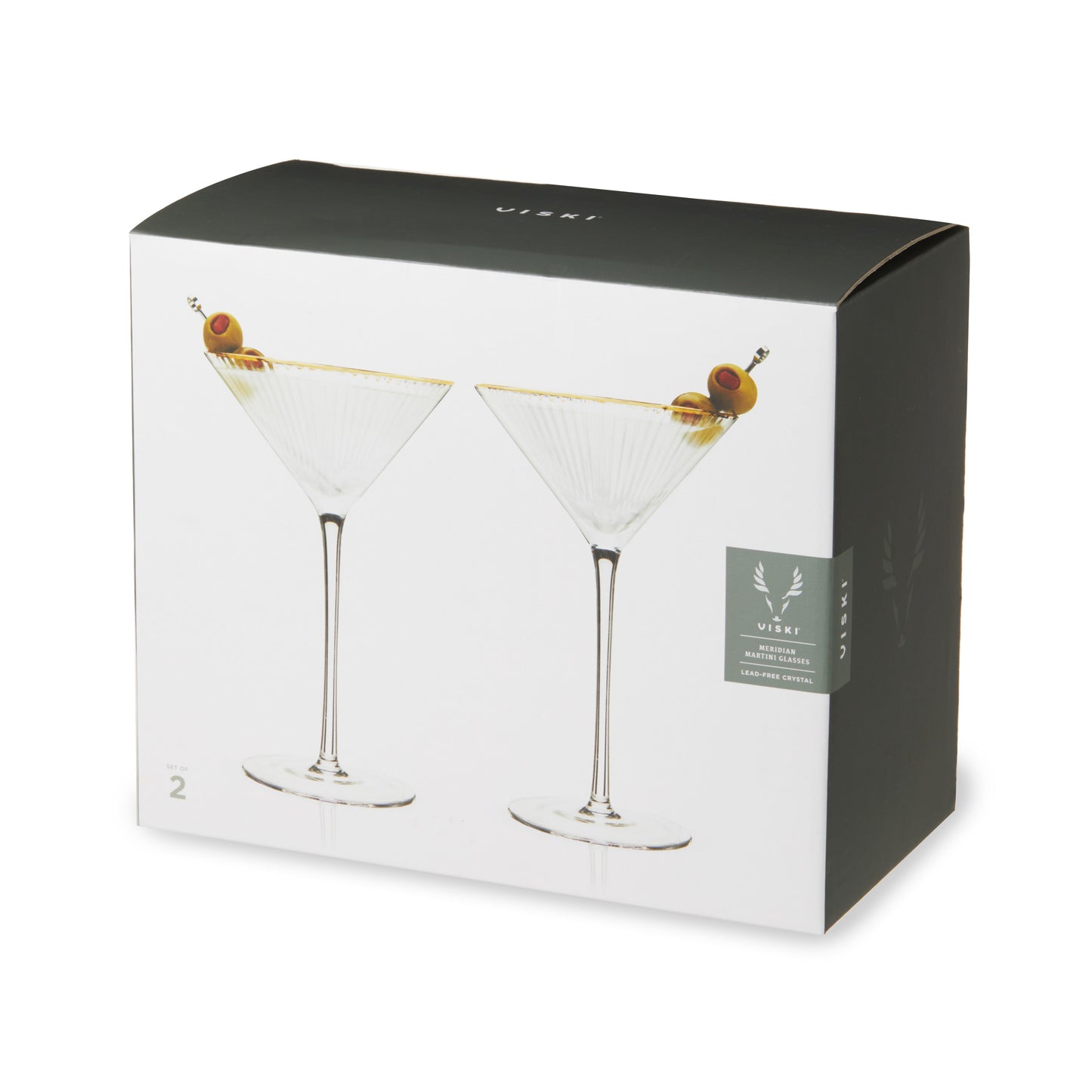 the Gold Rim Rippled Crystal Martini Glasses Set