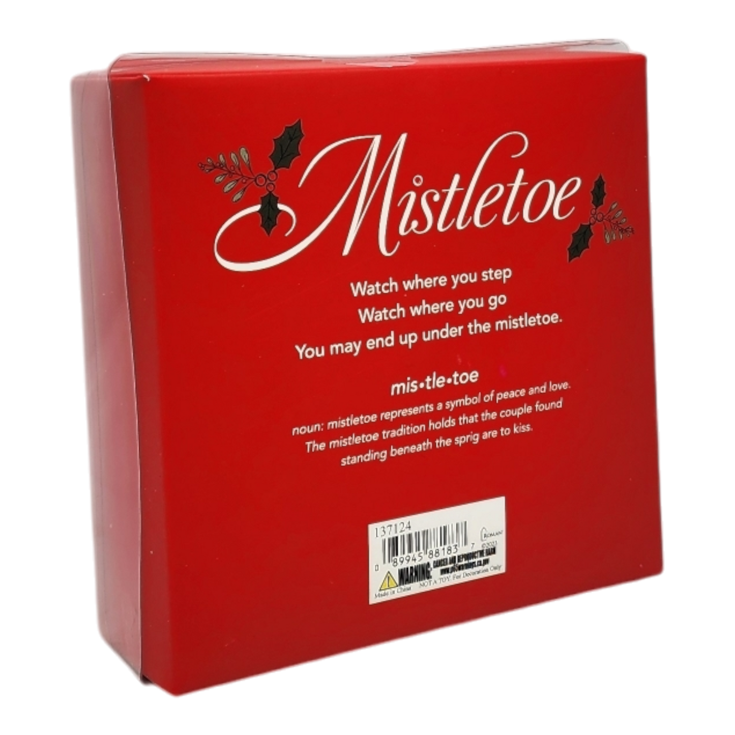 Mistletoe Boxed Resin Ornament red packaging by The Country Christmas Loft on Tampa Home & Garden Store