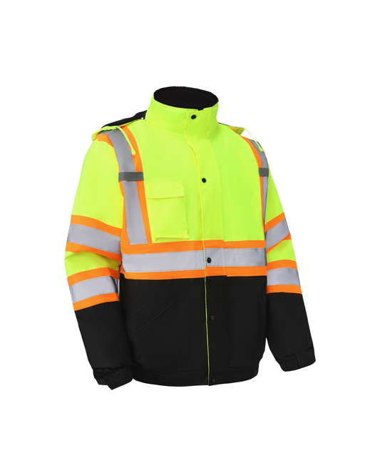 High-Visibility Jacket ANSI Type R Neon by Kiwi with neon body and orange reflective bands on Tampa Home & Garden Store