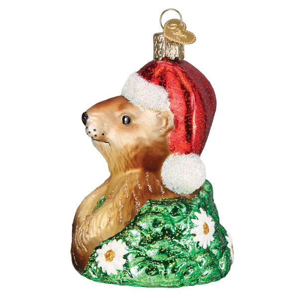 Ornement de marmotte du Père Noël