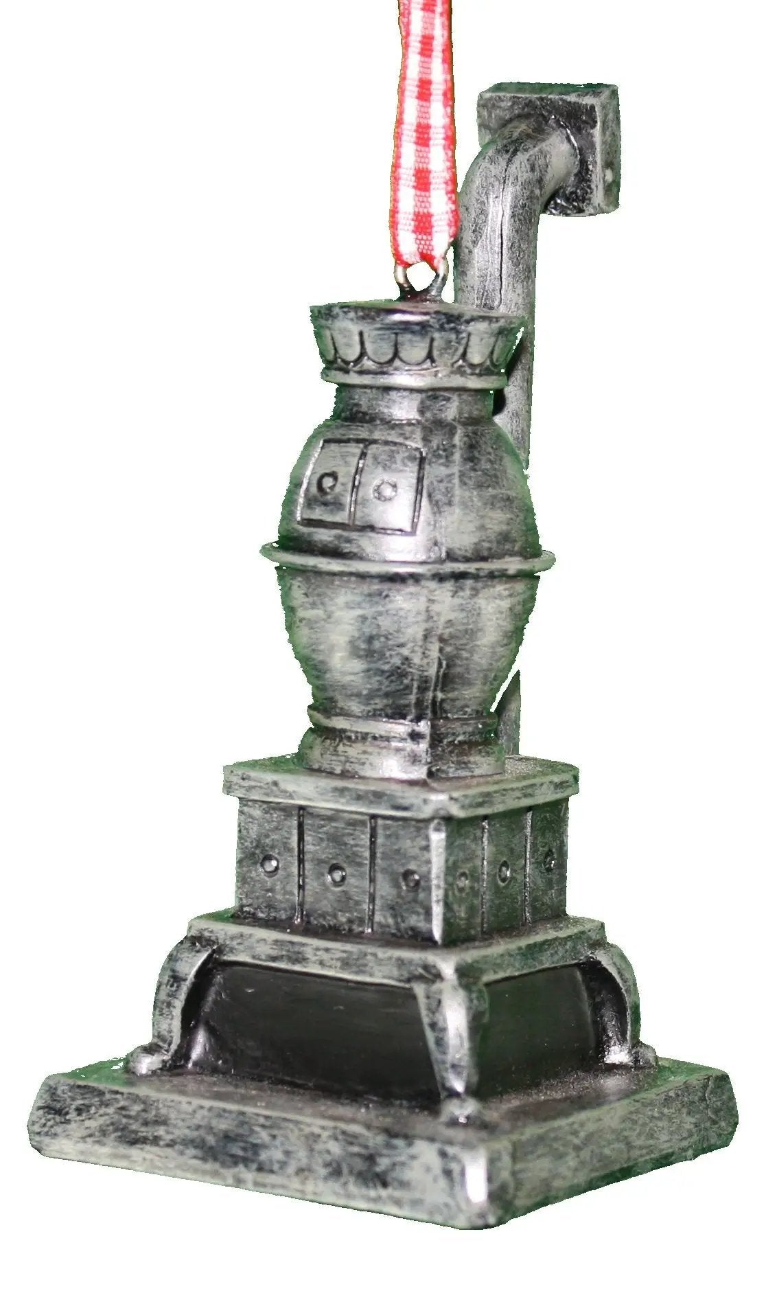 Country Store Stove Ornament vintage metal lantern with red plaid ribbon on Tampa Home & Garden Store