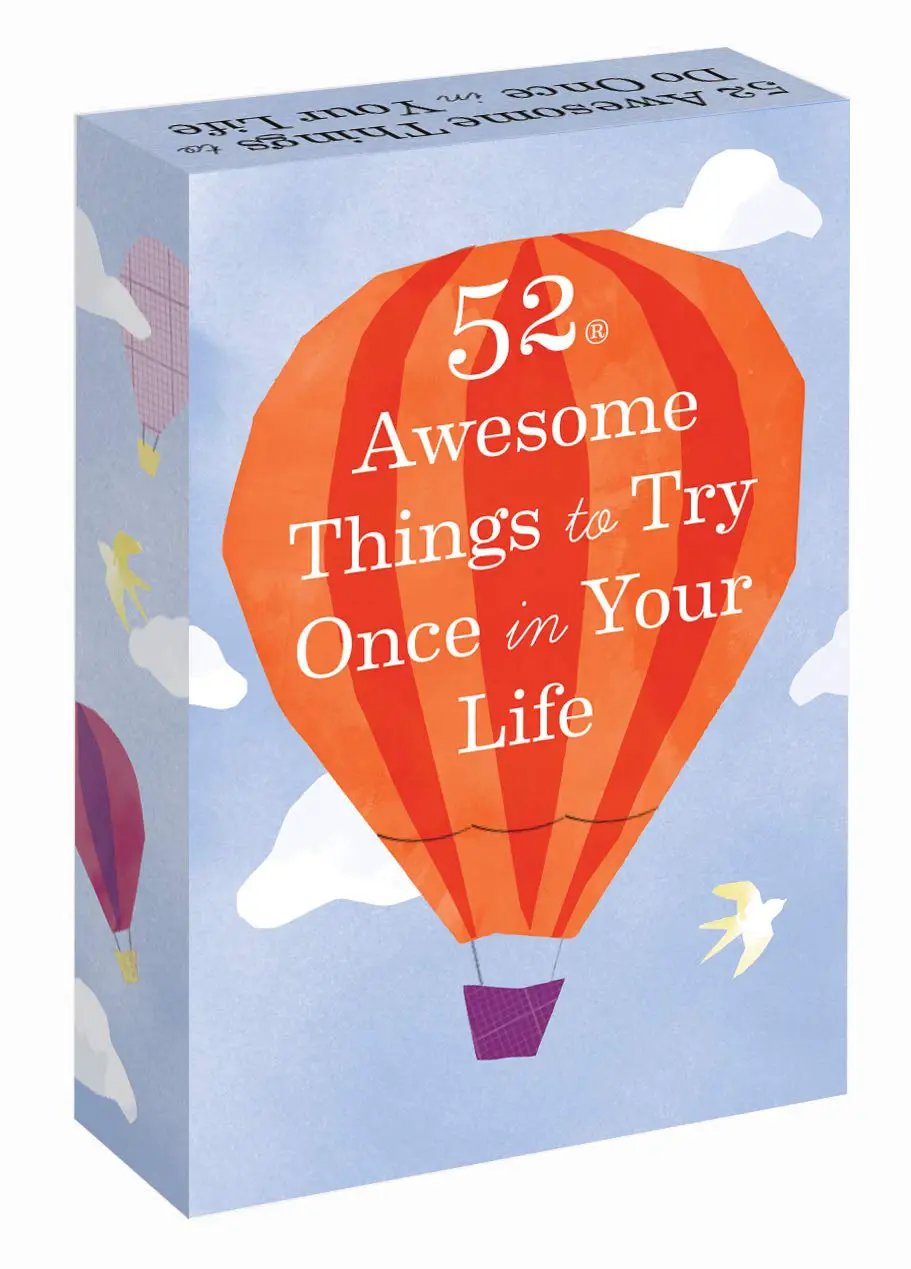 52 Awesome Things to Try Once in Your Life card game box with orange hot air balloon on Tampa Home & Garden Store