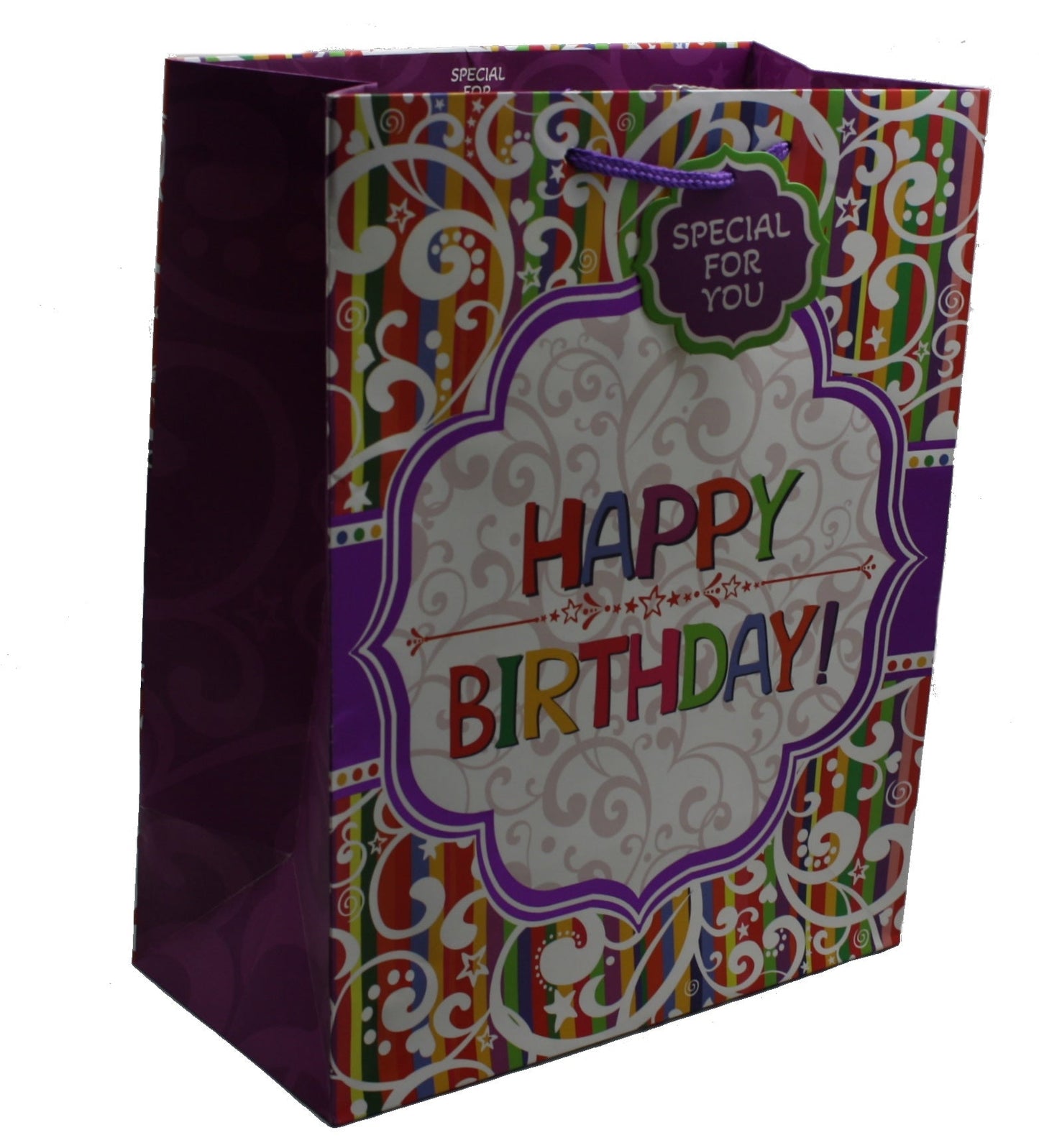 Bolsa de regalo de feliz cumpleaños con brillos