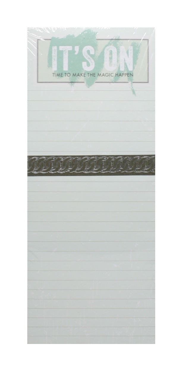Jumbo Magnetic List Pad IT'S ON teal motif, lined pages; The Country Christmas Loft on Tampa Home & Garden Store