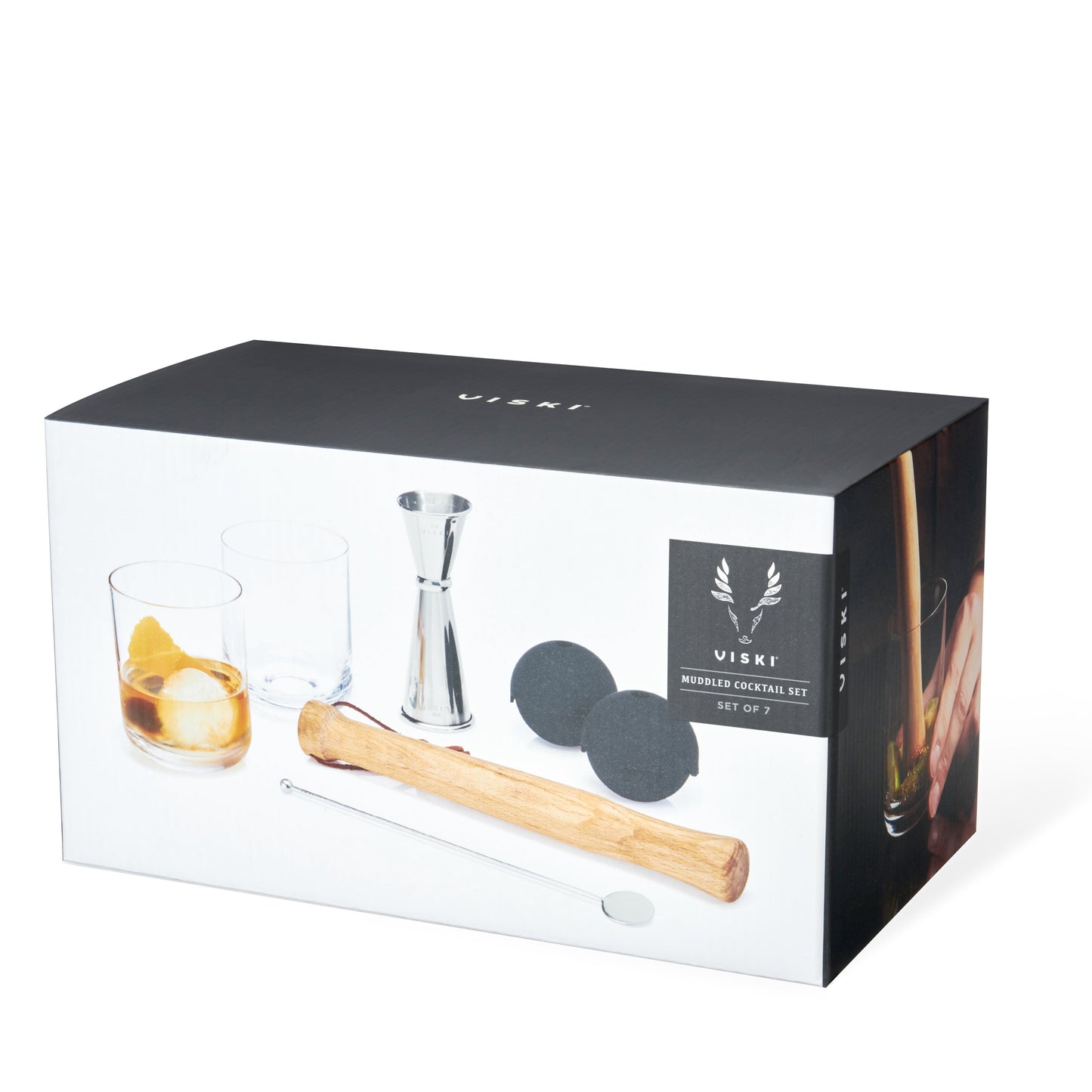 Stainless Steel Muddler Bar Set and Glassware