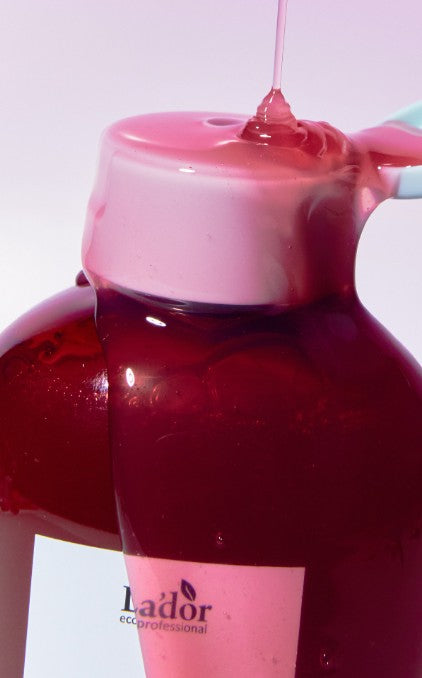 Shampoo Lador Root Re-Boot 800ml bottle with pink cap and burgundy liquid; Lador logo on label on Tampa Home & Garden Store