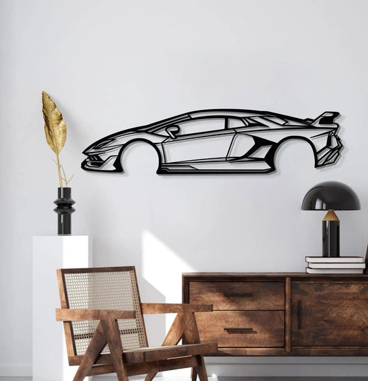 2018 Aventador SVJ Metal Car Wall Art MT0613 by Modello Turbo black line art wall decor on Tampa Home & Garden Store