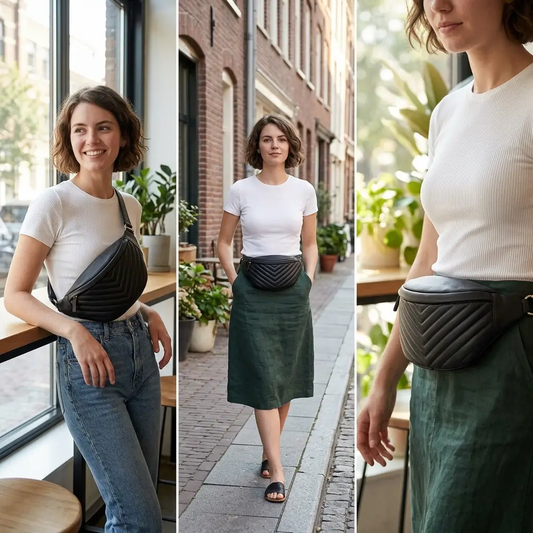 Soft Lambskin Embroidered Waist Bag, black quilted fanny pack by MiamiLeathers on Tampa Home & Garden Store