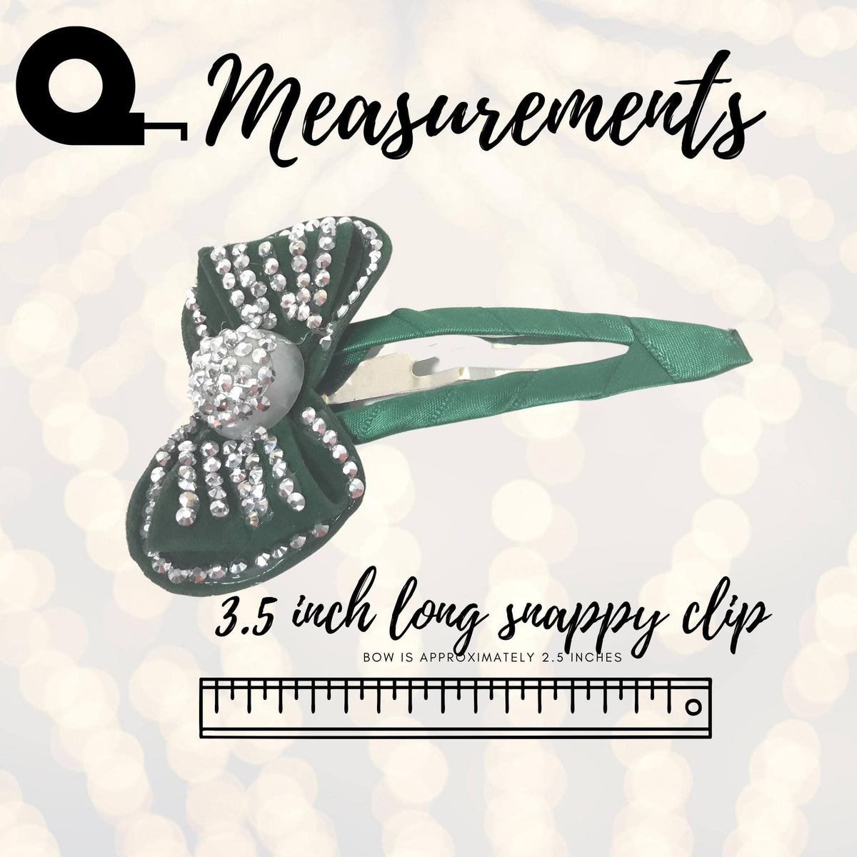 Large Bling Bow Snappy Clip hair clip in green fabric with rhinestone bow by Chicky Chicky Bling Bling on Tampa Home & Garden Store