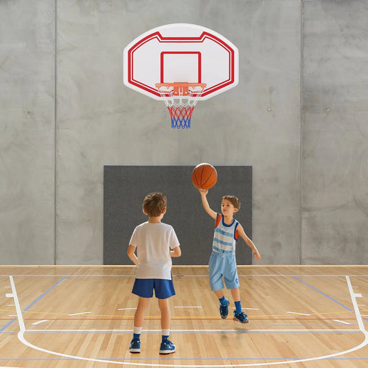 Wall mounted basketball hoop with large white backboard and red trim, orange rim on Tampa Home & Garden Store