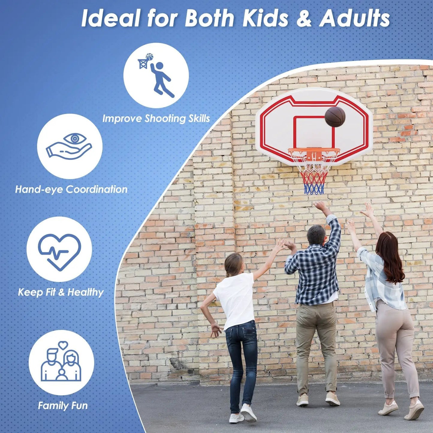 Wall Mounted Basketball Hoop With Backboard large backboard with red trim for outdoor play on Tampa Home & Garden Store