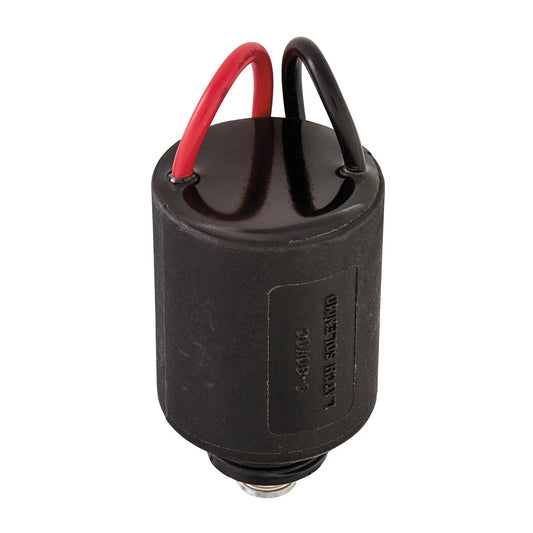 12V Latching Solenoid with Valve Adapters, black housing, red and black leads, Orbit Irrigation on Tampa Home & Garden Store