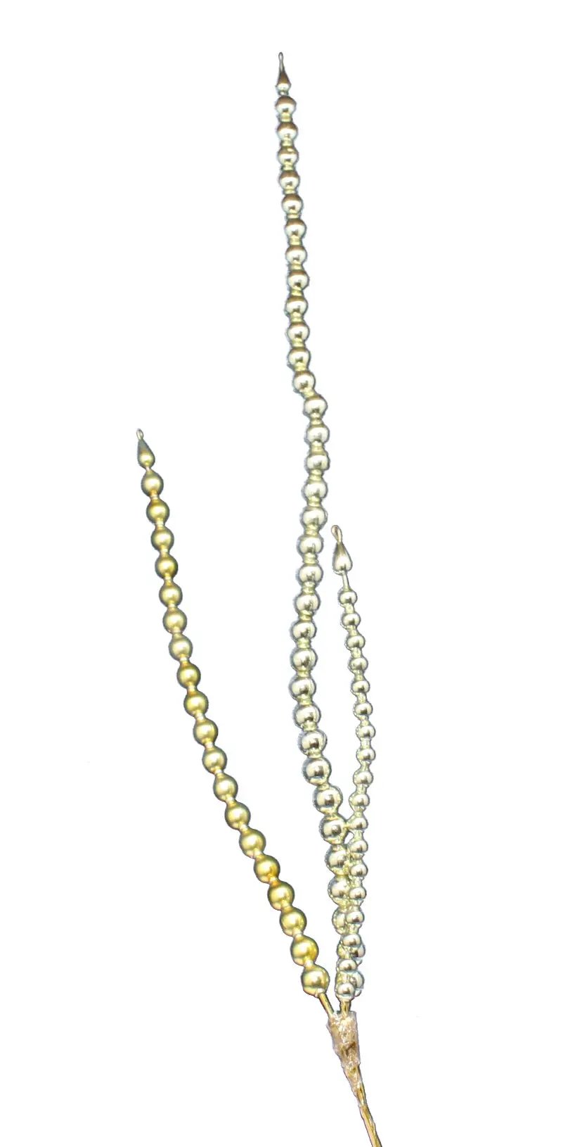 Gleaming Gold Bead Spire garlands with silver bead strands for holiday decor on Tampa Home & Garden Store
