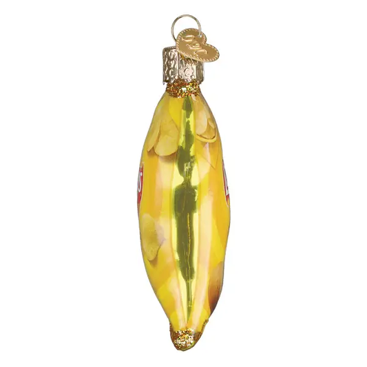 Lays Potato Chip Glass Ornament, yellow chip-bag glass decor by The Country Christmas Loft on Tampa Home & Garden Store