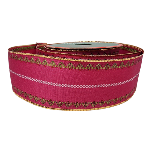 Pink ribbon with gold edge, 1.5in x 10yds, gift trim by The Country Christmas Loft on Tampa Home & Garden Store
