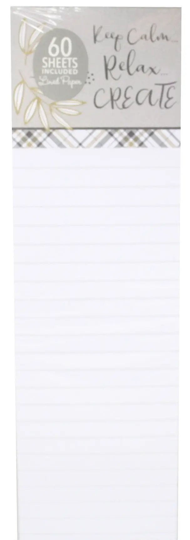 Magnetic list pad Keep Calm Relax CREATE, 60 sheets, white pages on Tampa Home & Garden Store
