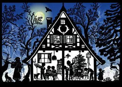 Miniature silhouette Advent calendar card navy by The Country Christmas Loft on Tampa Home & Garden Store