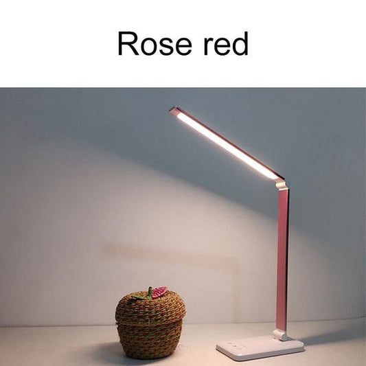 Stevvex rose red LED desk lamp with USB touch dimmable night light for bedside reading on Tampa Home & Garden Store