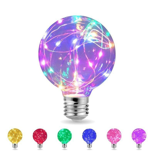 LED Edison round globe night light bulb, colorful RGB glass ball with copper base; on Tampa Home & Garden Store