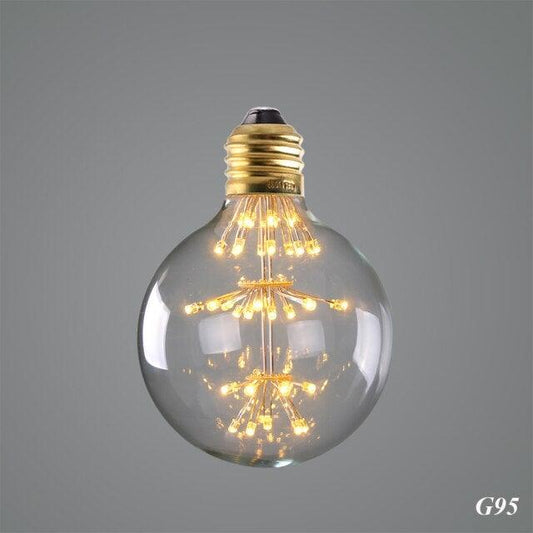 LED Edison vintage starry sky bulb by Stevvex non dimmable clear glass brass E26 base on Tampa Home & Garden Store