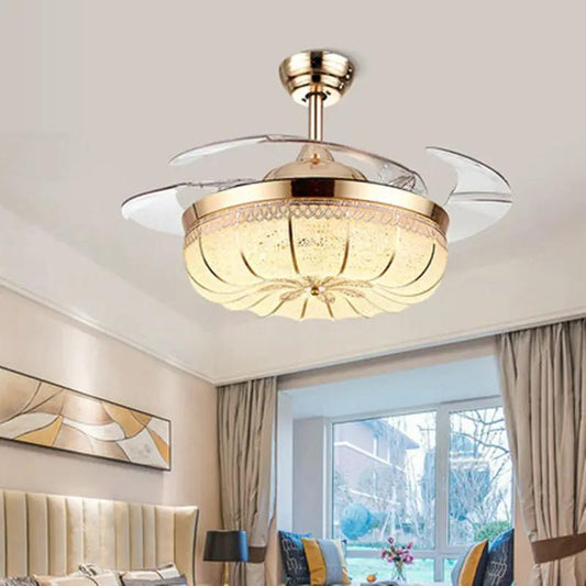 LED Ceiling Fan Light With Remote Control by Decorbites, gold brass finish and glass shade on Tampa Home & Garden Store