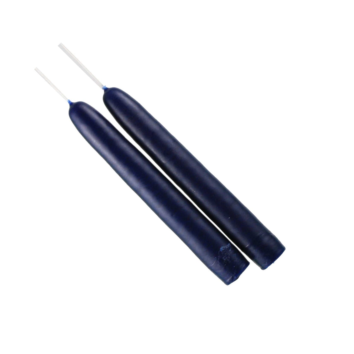 Mole Hollow Taper Pair Navy Blue Candles with exposed wicks on Tampa Home & Garden Store