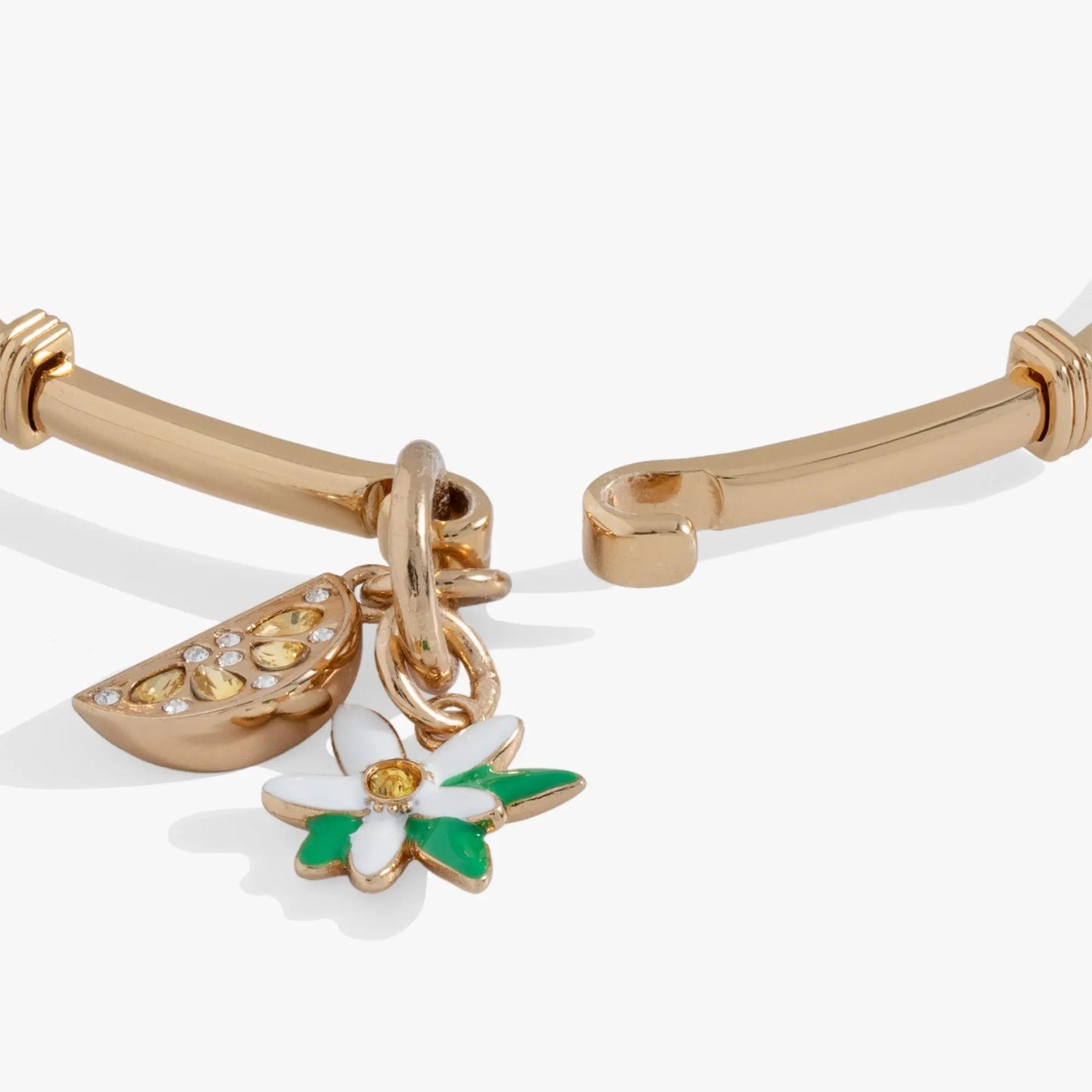 Lemon Tension Bangle with White Blossom Charm