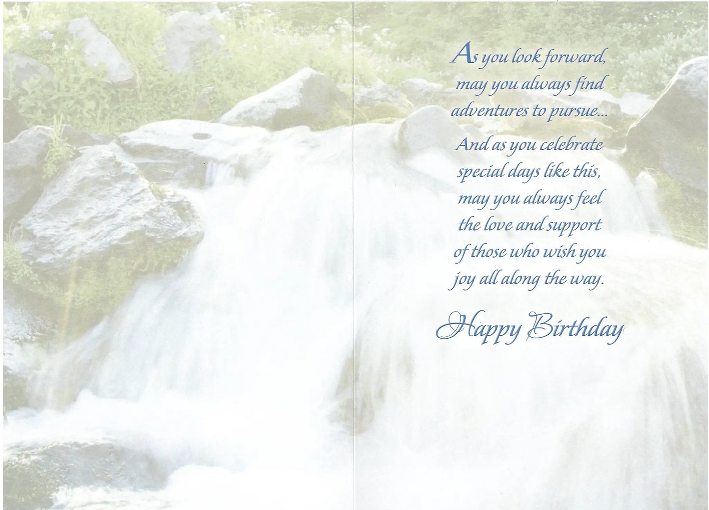 Birthday card for son with blue cursive text over rocky background The Country Christmas Loft Card on Tampa Home & Garden Store
