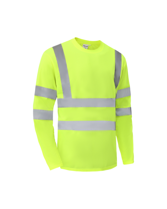 Ideal Club High Visibility ANSI Class 3 Long Sleeve Shirt by Kiwi yellow with reflective bands on Tampa Home & Garden Store