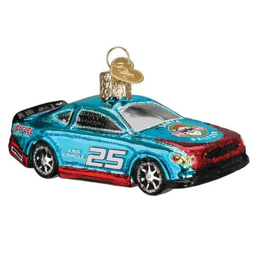 Santa Express Sports Racing Car Ornament, blue racer #25 with hanging loop Country Christmas Loft on Tampa Home & Garden Store
