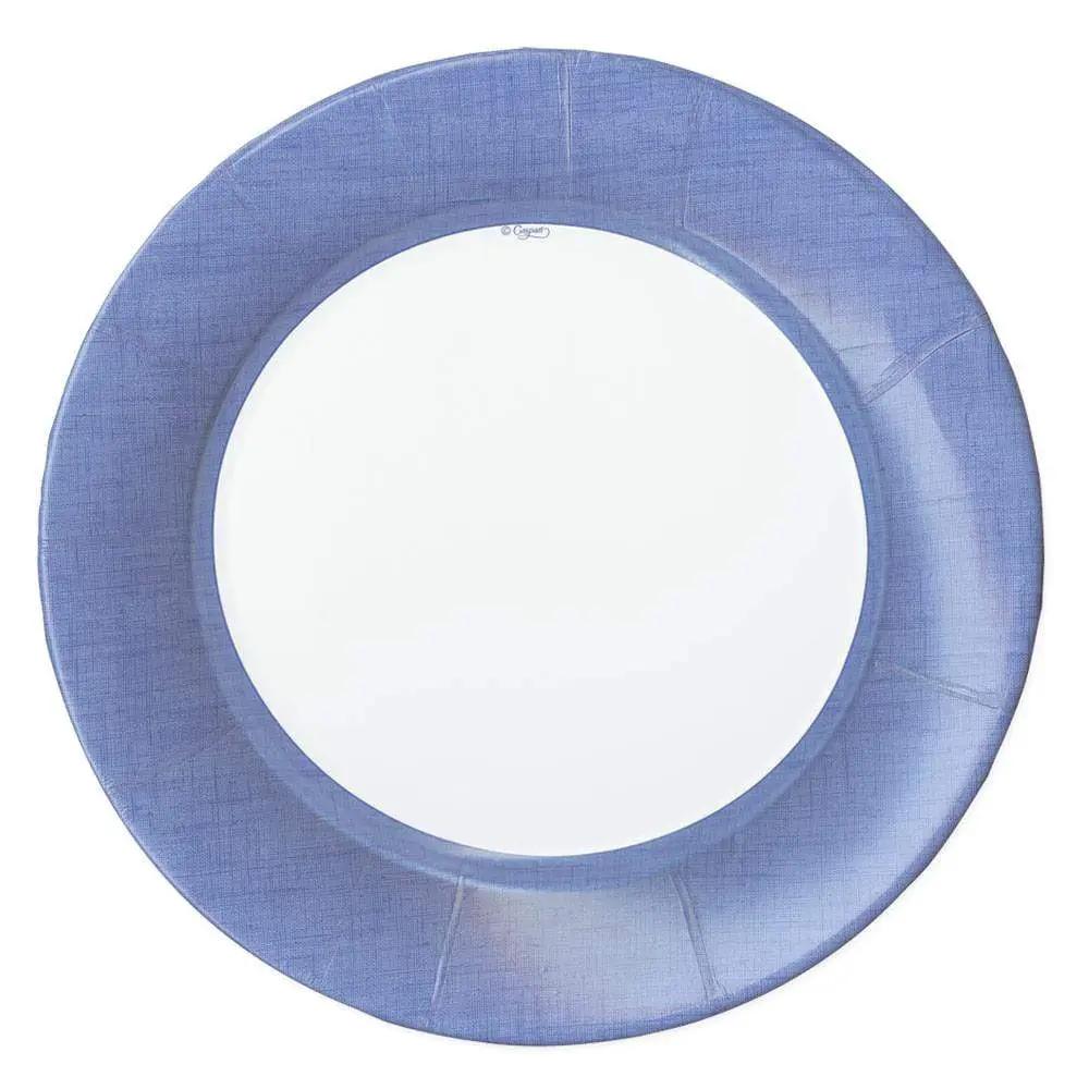 Linen Border Dinner Plates in Blue II, 8-pack disposable plates by The Country Christmas Loft on Tampa Home & Garden Store