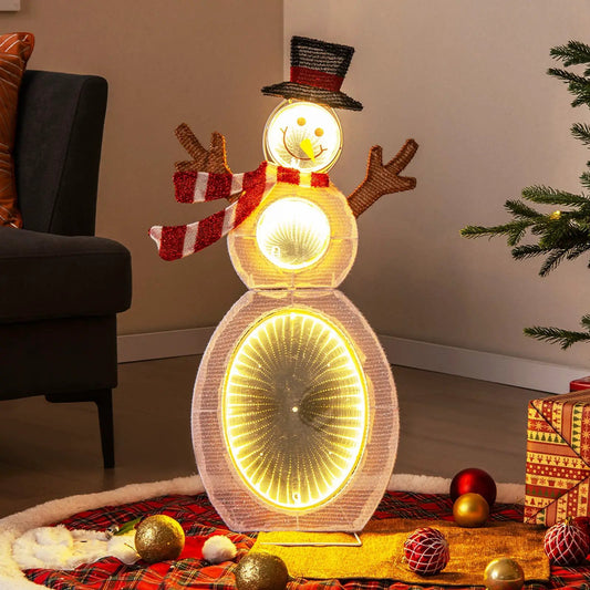 2.6 Feet Lighted Snowman with LED Lights and Metal Stand - Tampa Home & Garden Store