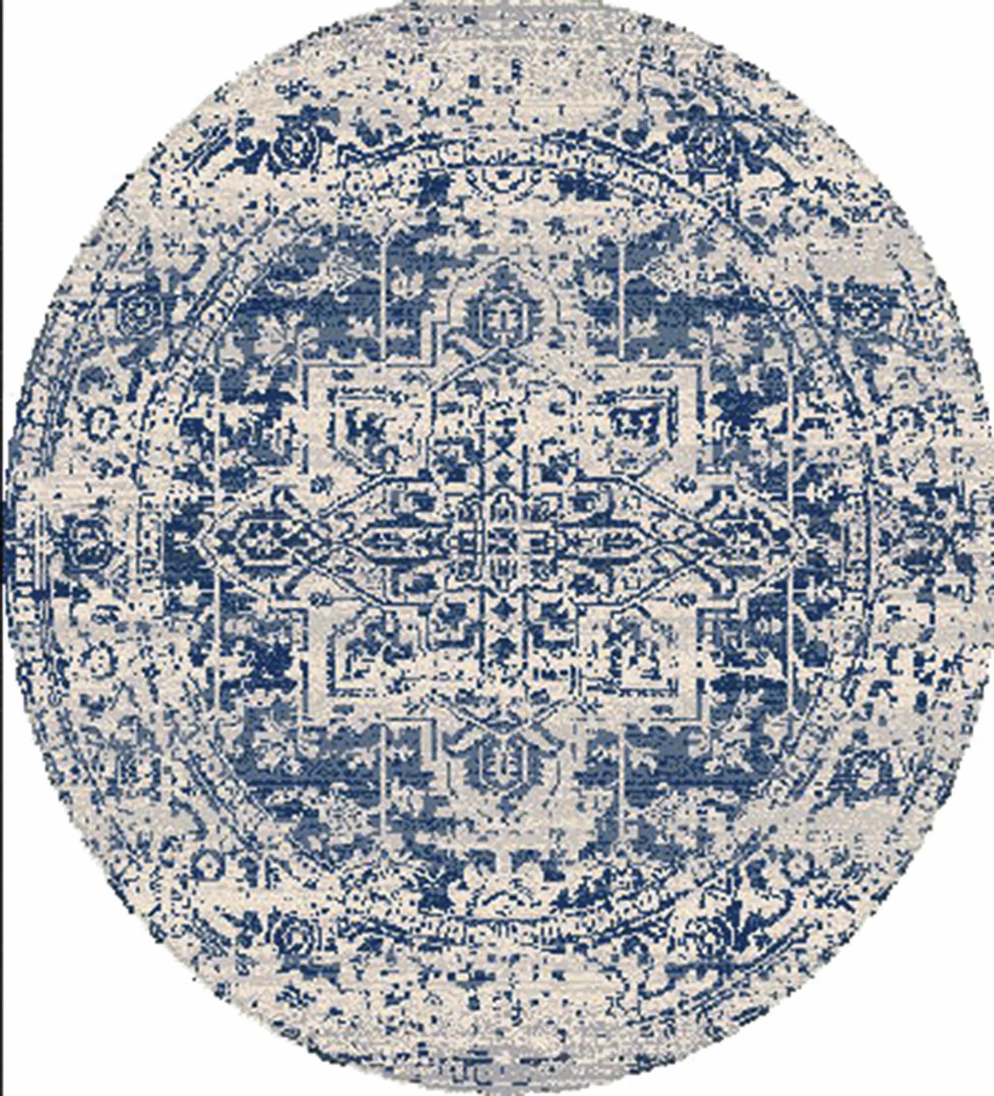 Rachel Navy Area Rug, round and machine-woven, navy and ivory pattern by Boutique Rugs on Tampa Home & Garden Store