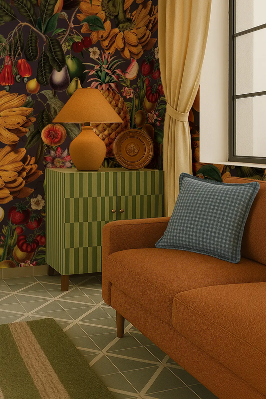 Juicy Fruit Plum Wallpaper with Botanicals featuring Samantha Santana Creative print on Tampa Home & Garden Store