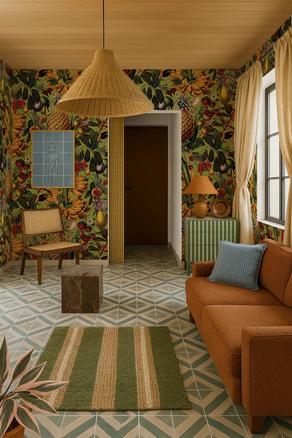 Wallpaper Juicy Fruit in Chartreuse Samantha Santana Creative with fruit motif in green on Tampa Home & Garden Store