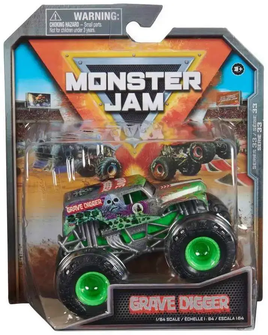 Monster Jam Grave Digger 1/64 scale die-cast toy truck with neon green wheels blister pack on Tampa Home & Garden Store