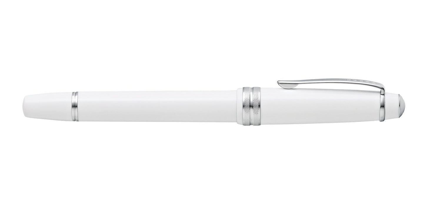 Bailey Light White Resin Fine Nib Fountain Pen by A.T. Cross, white body with chrome accents on Tampa Home & Garden Store