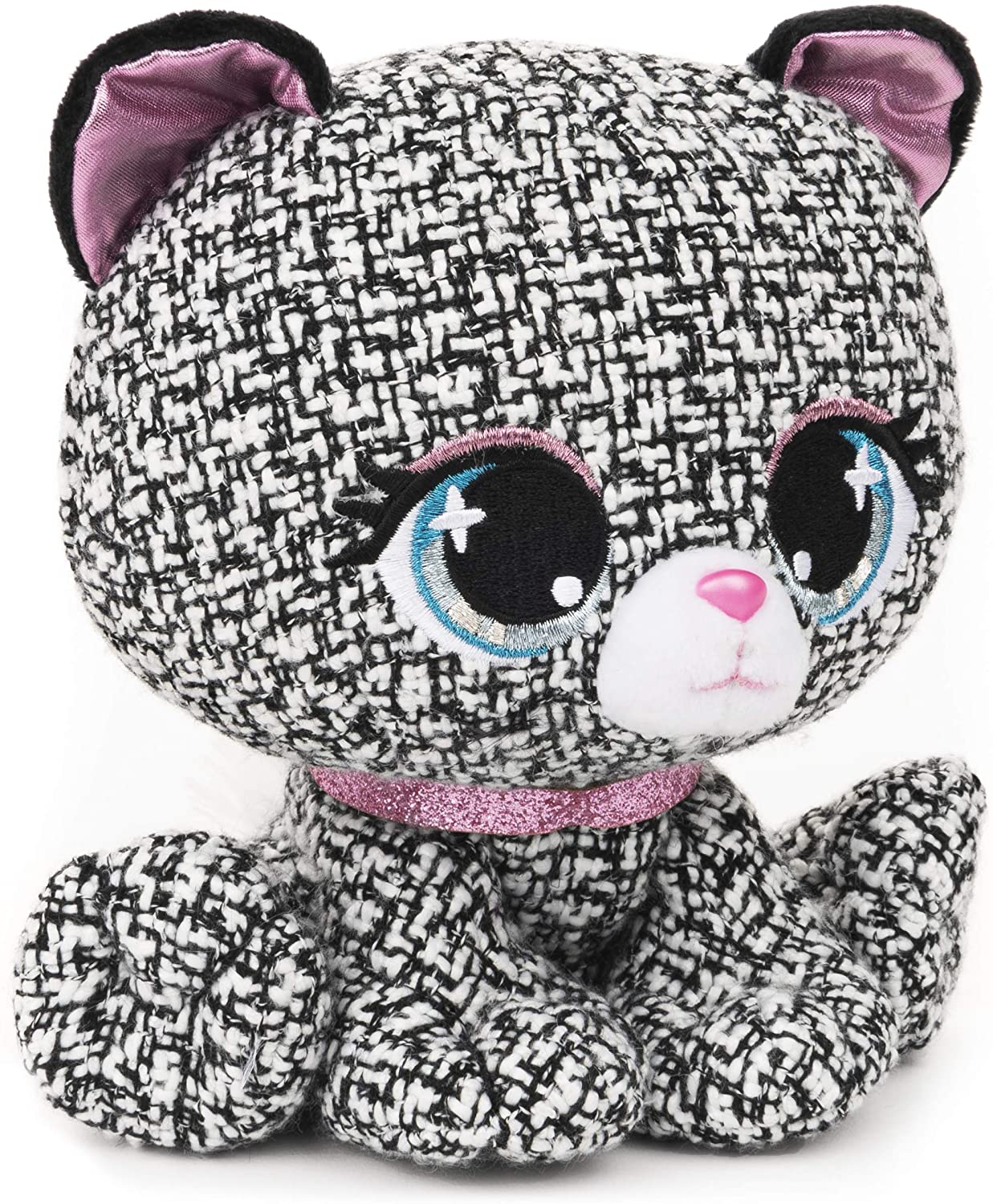 P Lushes Pets Khloe O'Bearci plush bear in black-and-white tweed with blue eyes on Tampa Home & Garden Store