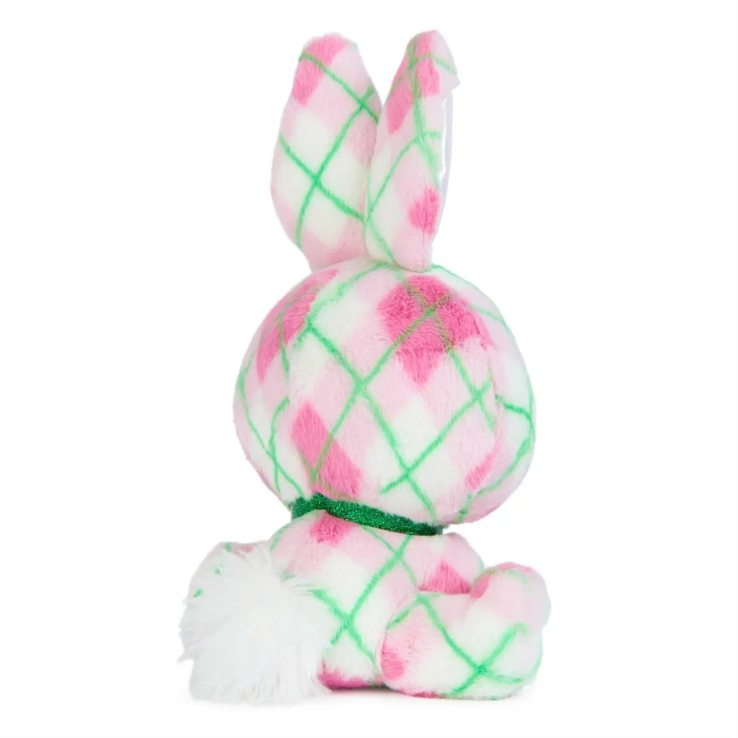 Kennedy Karats Plush Bunny Resort Collection pink white green plaid with green ribbon on Tampa Home & Garden Store
