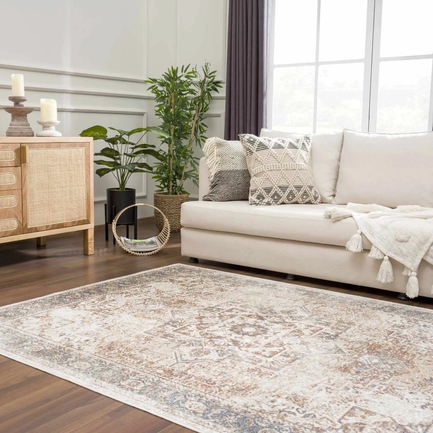 Heritage Style Flat-Pile Washable Rug by Boutique Rugs in beige ivory tones on Tampa Home & Garden Store