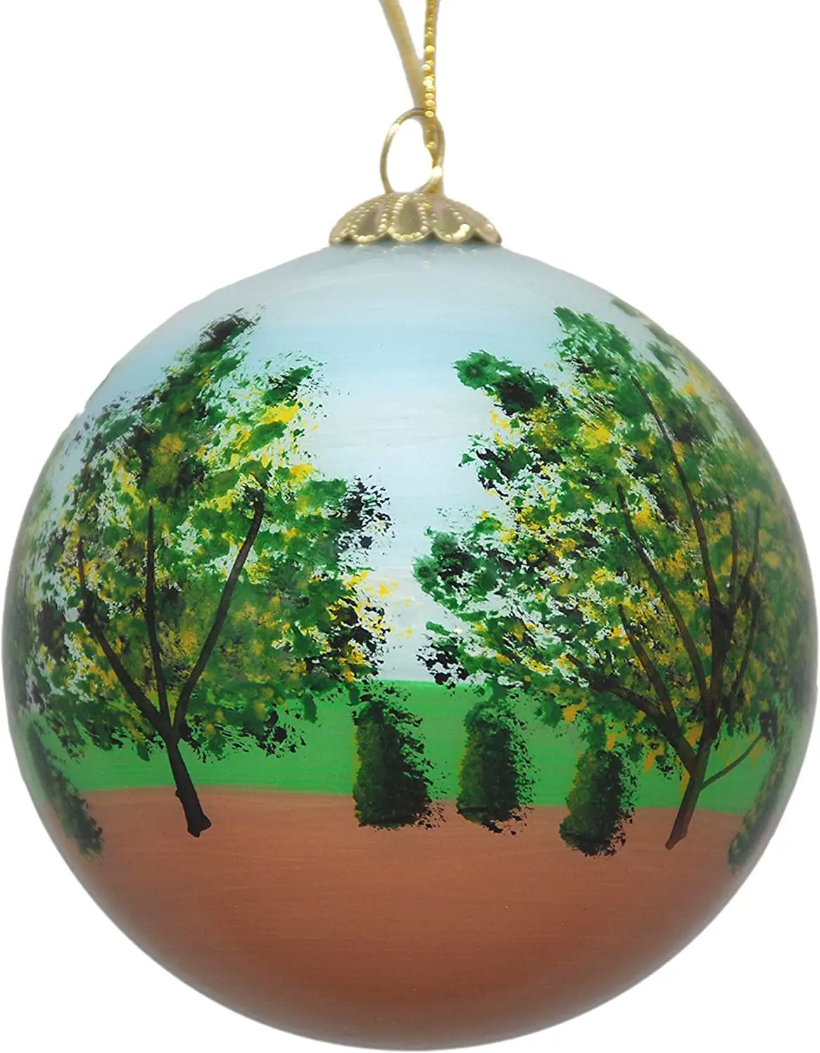 Hand Painted Glass Globe Ornament - Burlington Church Street Daytime - Tampa Home & Garden Store