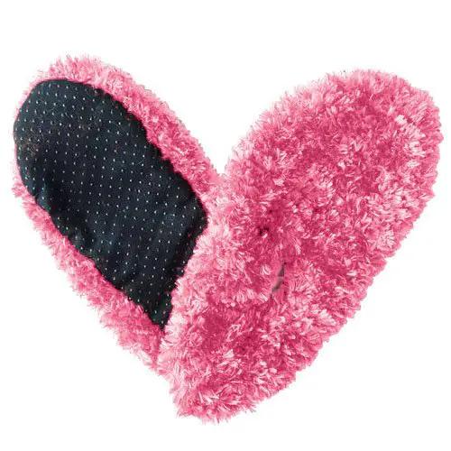 Fuzzy Footies Super Soft Slippers Pink pair with black dotted sole on Tampa Home & Garden Store