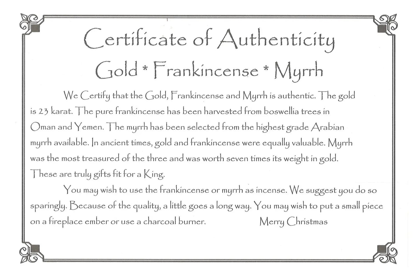 Gifts of the Three Kings Heirloom Chest Set certificate Nativity Gold Frankincense Myrrh on Tampa Home & Garden Store