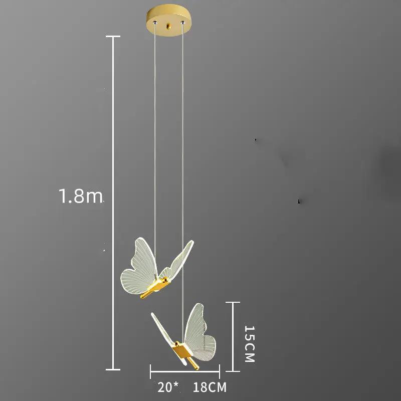 Modern minimalist butterfly bedside chandelier with two white butterfly pendants on cords on Tampa Home & Garden Store