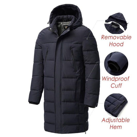 Stevvex navy winter parka with removable hood windproof cuffs and multiple pockets for men on Tampa Home & Garden Store